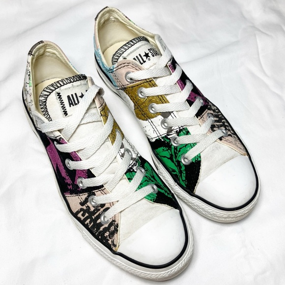 Converse ALL star unicorn colorful metallic low top sneakers. Sz M6 W8 like new - Picture 8 of 15